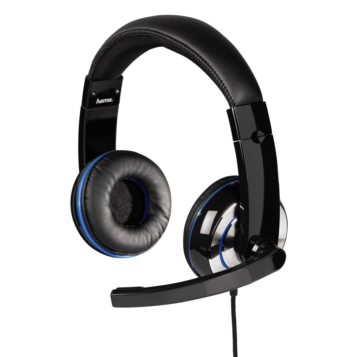 Padded over-ear gaming headset with a boom microphone