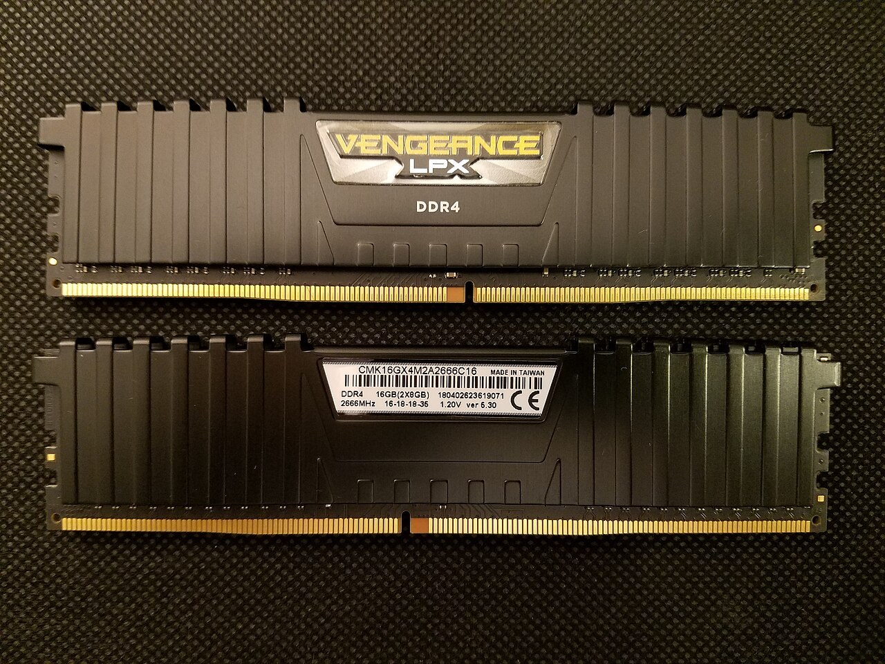 Two DDR4 memory modules with heat spreaders